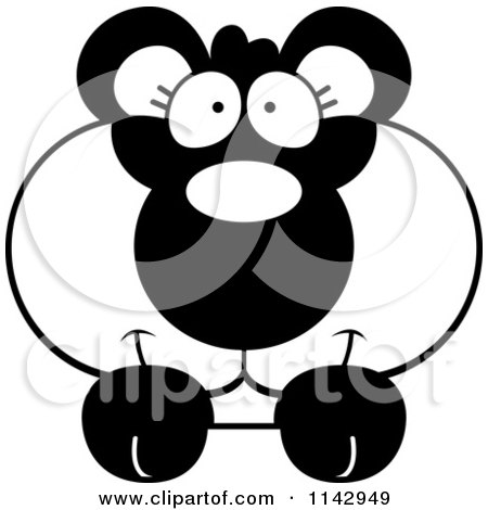 Cartoon Clipart Of A Black And White Cute Panda Over A Surface - Vector Outlined Coloring Page by Cory Thoman