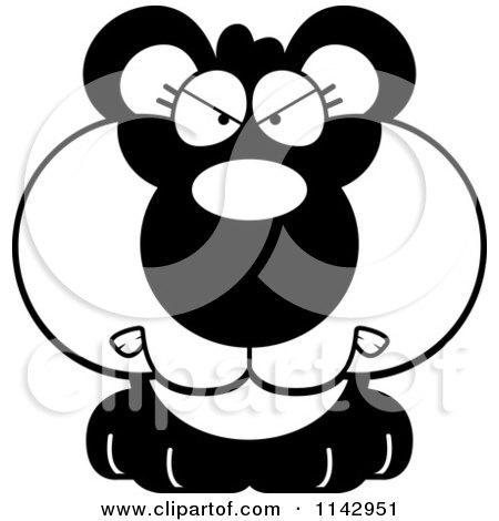 Cartoon Clipart Of A Black And White Cute Mad Panda - Vector Outlined Coloring Page by Cory Thoman