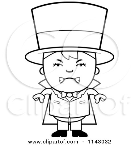 Cartoon Clipart Of A Black And White Mad Magician Boy - Vector Outlined Coloring Page by Cory Thoman