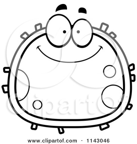 Cartoon Clipart Of A Black And White Clipart Smiling Blood Cell - Vector Outlined Coloring Page by Cory Thoman
