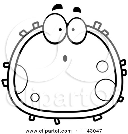 Cartoon Clipart Of A Black And White Surprised Blood Cell - Vector Outlined Coloring Page by Cory Thoman