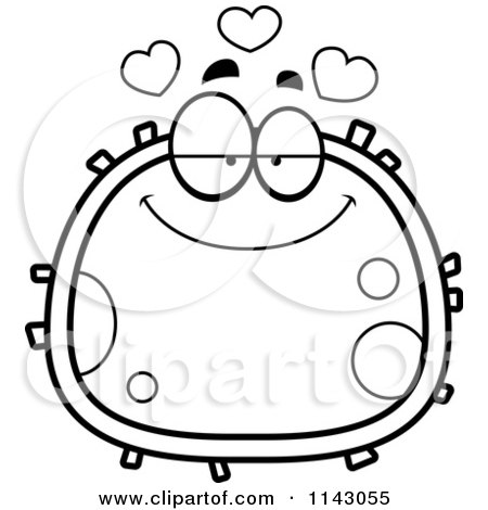 Cartoon Clipart Of A Black And White Infatuated Blood Cell - Vector Outlined Coloring Page by Cory Thoman