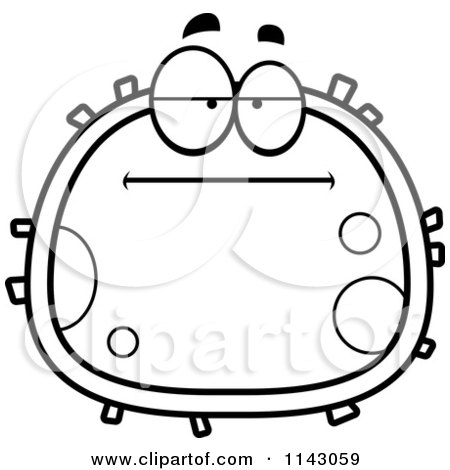 Cartoon Clipart Of A Black And White Bored Blood Cell - Vector Outlined Coloring Page by Cory Thoman