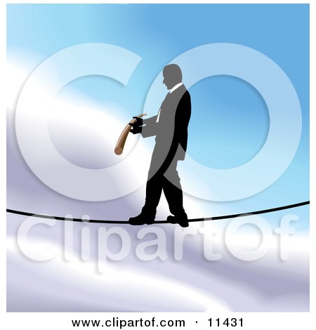 Businessman Walking on a Tightrope Clipart Illustration by AtStockIllustration