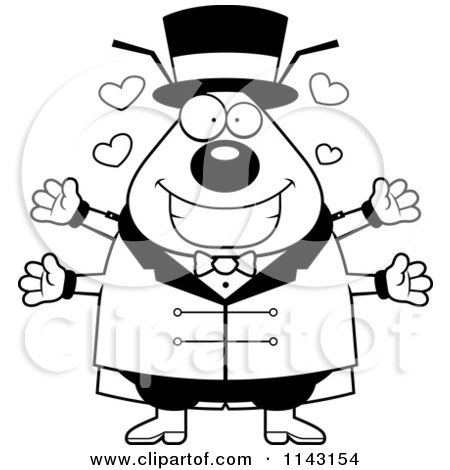 Cartoon Clipart Of A Black And White Loving Flea Circus Master - Vector Outlined Coloring Page by Cory Thoman