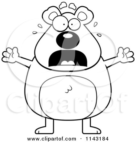 Cartoon Clipart Of A Black And White Stressed Bear - Vector Outlined Coloring Page by Cory Thoman