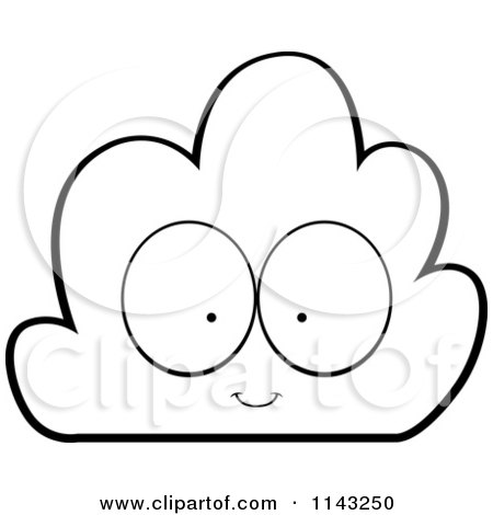 Cartoon Clipart Of A Black And White Cloud Character - Vector Outlined Coloring Page by Cory Thoman