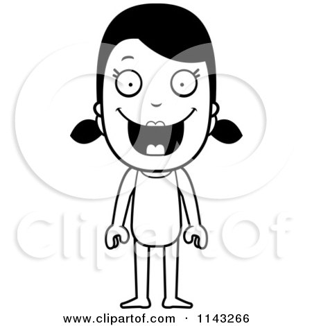 Cartoon Clipart Of A Black And White Summer Girl In A Swimsuit - Vector Outlined Coloring Page by Cory Thoman