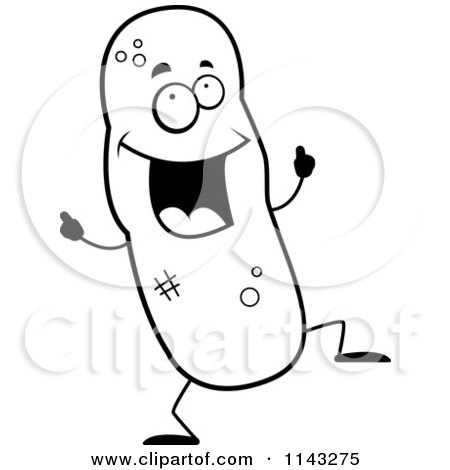 Cartoon Clipart Of A Black And White Dancing Turd Character - Vector Outlined Coloring Page by Cory Thoman