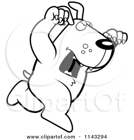 Cartoon Clipart Of A Black And White Attacking Dog - Vector Outlined Coloring Page by Cory Thoman