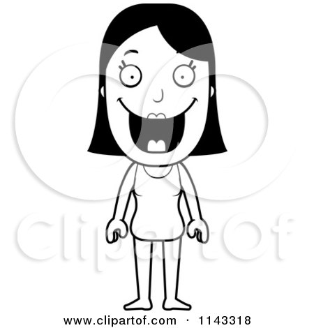 Cartoon Clipart Of A Black And White Summer Woman In A Swimsuit - Vector Outlined Coloring Page by Cory Thoman