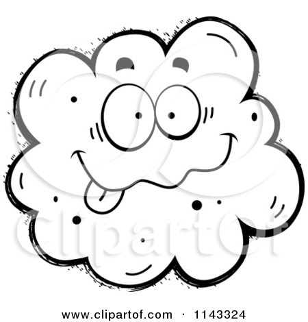 Cartoon Clipart Of A Black And White Goofy Fart Character - Vector Outlined Coloring Page by Cory Thoman