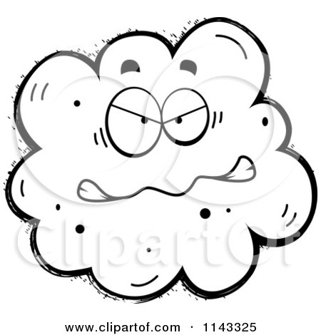 Cartoon Clipart Of A Black And White Angry Fart Character - Vector Outlined Coloring Page by Cory Thoman