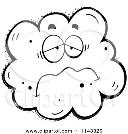 Cartoon Clipart Of A Black And White Sad Fart Character - Vector Outlined Coloring Page by Cory Thoman