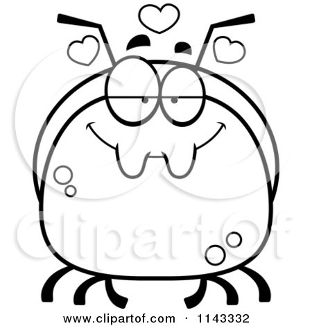 Cartoon Clipart Of A Black And White Pudgy Infatuated Ant - Vector Outlined Coloring Page by Cory Thoman