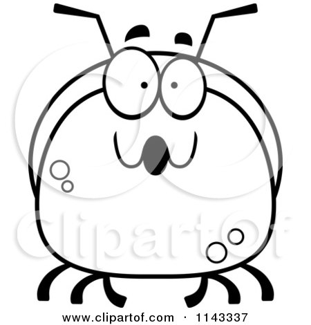 Cartoon Clipart Of A Black And White Pudgy Surprised Ant - Vector Outlined Coloring Page by Cory Thoman