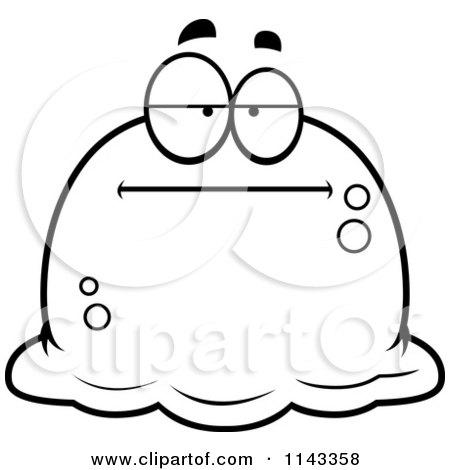 Cartoon Clipart Of A Black And White Pudgy Bored Blob - Vector Outlined Coloring Page by Cory Thoman