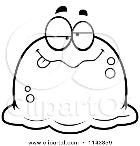 Cartoon Clipart Of A Black And White Pudgy Drunk Blob - Vector Outlined Coloring Page by Cory Thoman