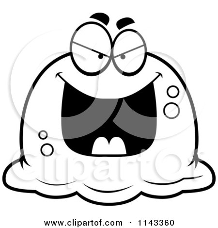 Cartoon Clipart Of A Black And White Pudgy Evil Blob - Vector Outlined Coloring Page by Cory Thoman