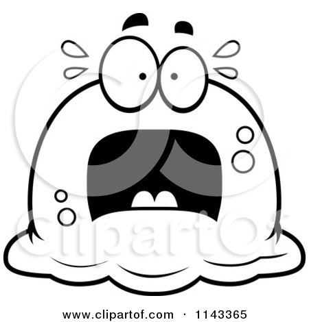 Cartoon Clipart Of A Black And White Pudgy Scared Blob - Vector Outlined Coloring Page by Cory Thoman