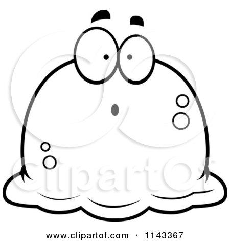 Cartoon Clipart Of A Black And White Pudgy Surprised Blob - Vector Outlined Coloring Page by Cory Thoman