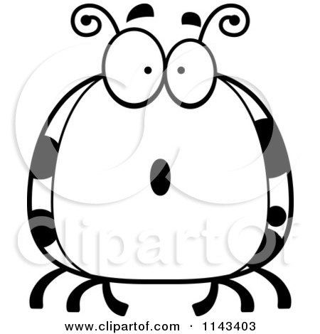 Cartoon Clipart Of A Black And White Chubby Surprised Ladybug - Vector Outlined Coloring Page by Cory Thoman