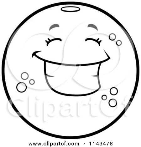 Cartoon Clipart Of A Black And White Happy Navel Orange Character - Vector Outlined Coloring Page by Cory Thoman