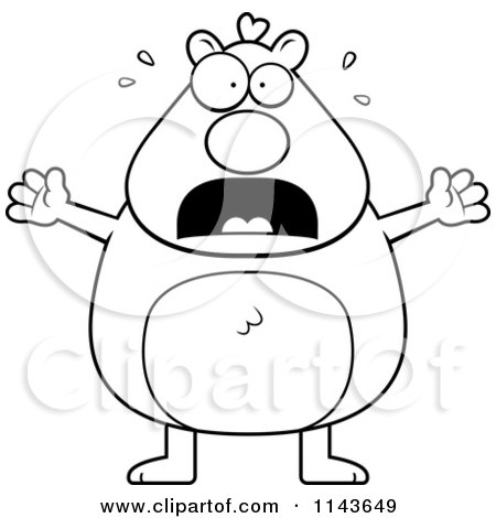Cartoon Clipart Of A Black And White Scared Hamster - Vector Outlined Coloring Page by Cory Thoman