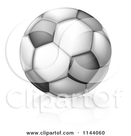 Clipart of a Black and White Soccer Ball and Reflection - Royalty Free Vector Illustration by AtStockIllustration