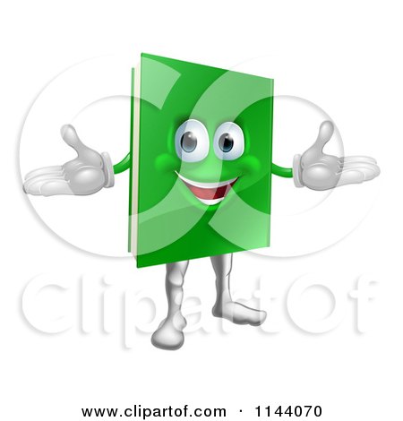 Clipart of a Happy Green Book Mascot - Royalty Free Vector Illustration by AtStockIllustration