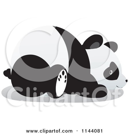 Cartoon of a Cute Panda Resting on Its Belly - Royalty Free Vector Clipart by YUHAIZAN YUNUS