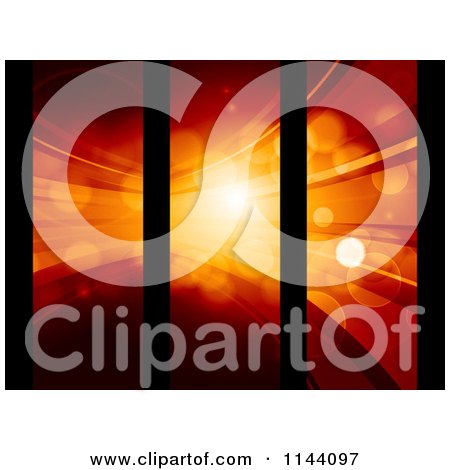 Clipart of Three Orange Light Panels on Black - Royalty Free Vector Illustration by elaineitalia