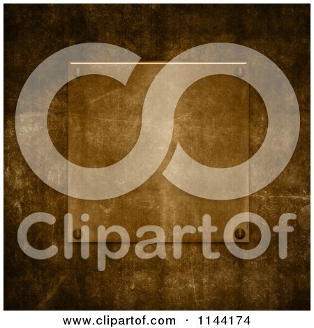 Clipart of a 3d Grungy Gold Metal Plaque and Concrete - Royalty Free CGI Illustration by KJ Pargeter