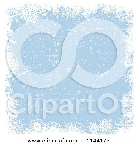 Clipart of a Blue Christmas Background with Snowflake Grunge - Royalty Free Vector Illustration by KJ Pargeter