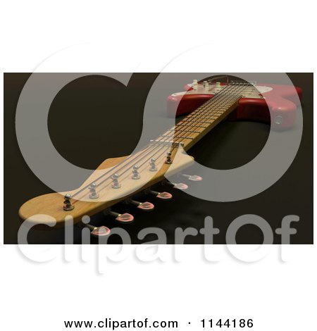 Clipart of a 3d Electric Fender Guitar Head and Tuning Keys - Royalty Free CGI Illustration by KJ Pargeter