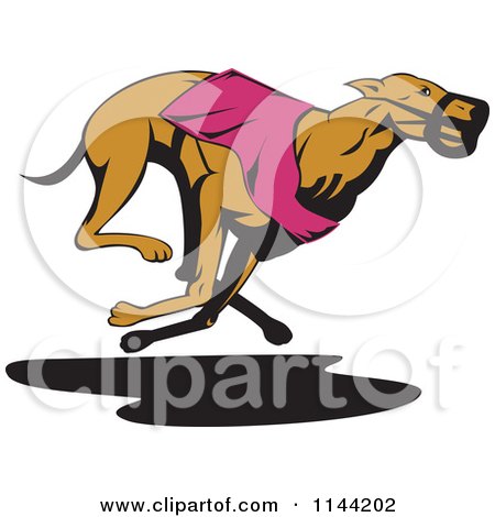 Clipart of a Retro Running Greyhound Dog 4 - Royalty Free Vector Illustration by patrimonio