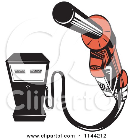 Clipart of a Retro Gas Station Pump and Nozzle - Royalty Free Vector Illustration by patrimonio