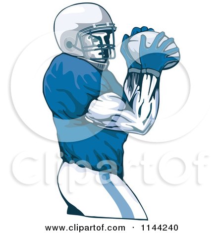 Clipart of a Retro Football PlayerThrowing 1 - Royalty Free Vector Illustration by patrimonio
