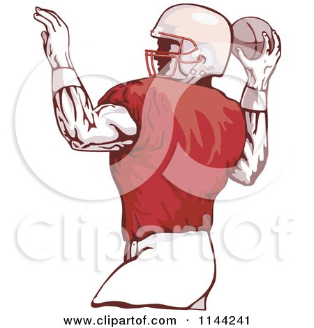 Clipart of a Retro Football PlayerThrowing 2 - Royalty Free Vector Illustration by patrimonio