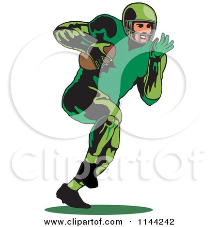 Clipart of a Retro Football Player Running 1 - Royalty Free Vector Illustration by patrimonio