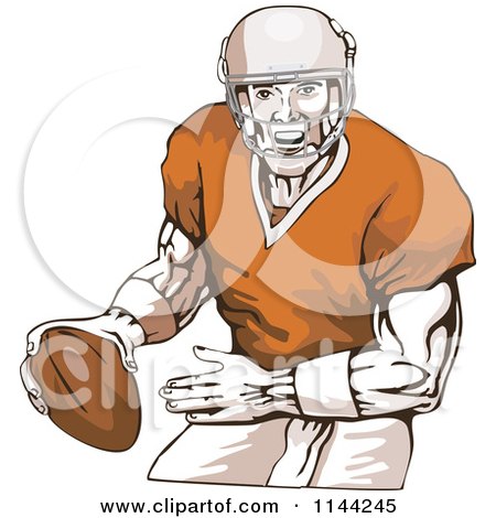 Clipart of a Retro Football PlayerThrowing 4 - Royalty Free Vector Illustration by patrimonio