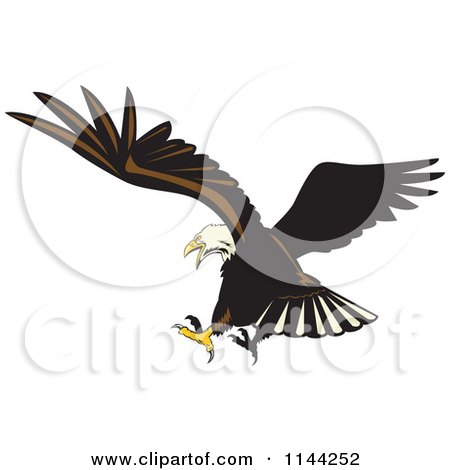 Clipart of a Bald Eagle Flying 3 - Royalty Free Vector Illustration by patrimonio