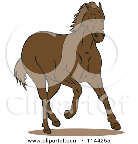 Clipart of a Galloping Brown Horse - Royalty Free Vector Illustration by patrimonio