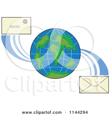 Clipart of a Globe with Email Envelopes - Royalty Free Vector Illustration by patrimonio