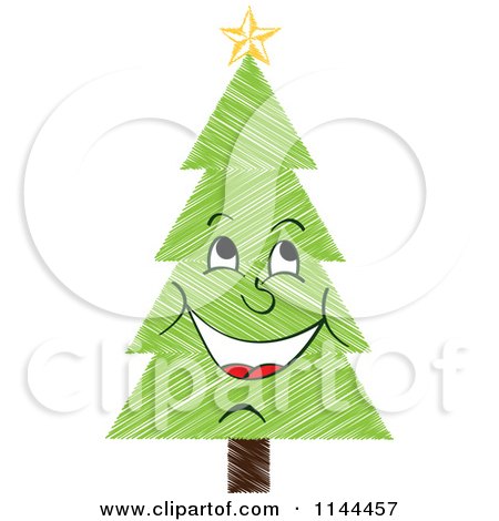 Clipart of a Happy Scribble Christmas Tree - Royalty Free Vector Illustration by Andrei Marincas