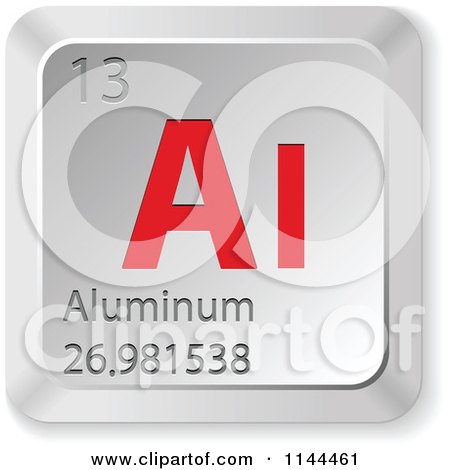 Clipart of a 3d Red and Silver Aluminum Element Keyboard Button - Royalty Free Vector Illustration by Andrei Marincas