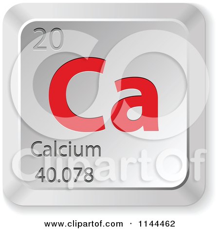 Clipart of a 3d Red and Silver Calcium Element Keyboard Button - Royalty Free Vector Illustration by Andrei Marincas
