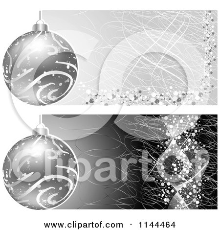 Clipart of Grungy Silver Christmas Bauble Website Banners - Royalty Free Vector Illustration by Andrei Marincas