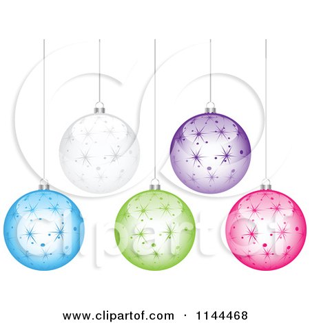 Clipart of Suspended Colorful Starry Christmas Baubles - Royalty Free Vector Illustration by Andrei Marincas
