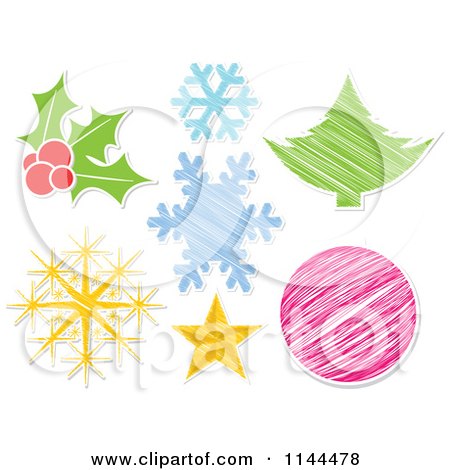 Clipart of Christmas Icons with White Borders - Royalty Free Vector Illustration by Andrei Marincas